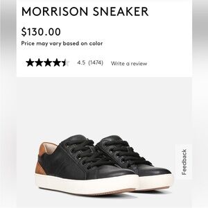 NATURALIZER Morrison Black Leather Lace Up Comfort Sneaker size 9.5 brand new!